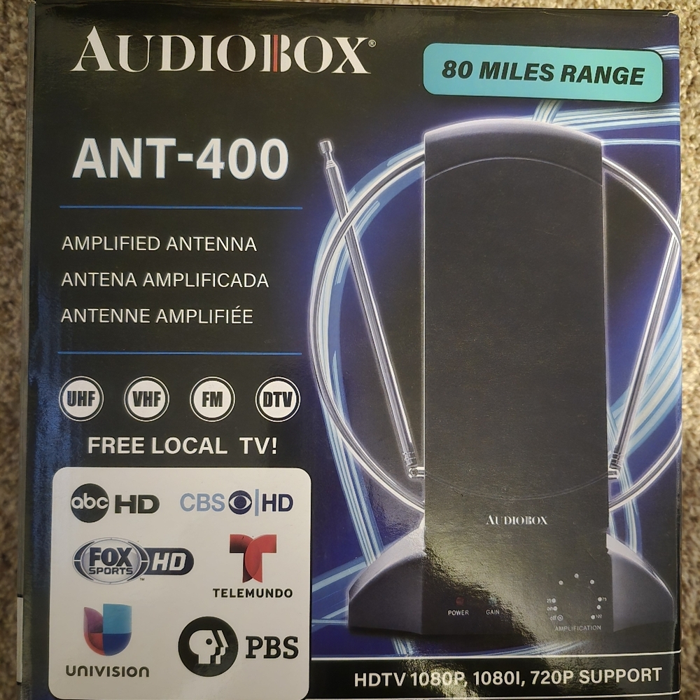 NIB Audiobox Ant-400 Amplified Indoor Antenna